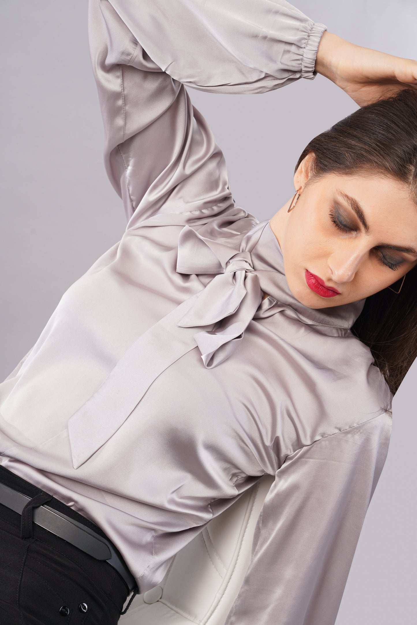 Luxe Satin Bow Blouse