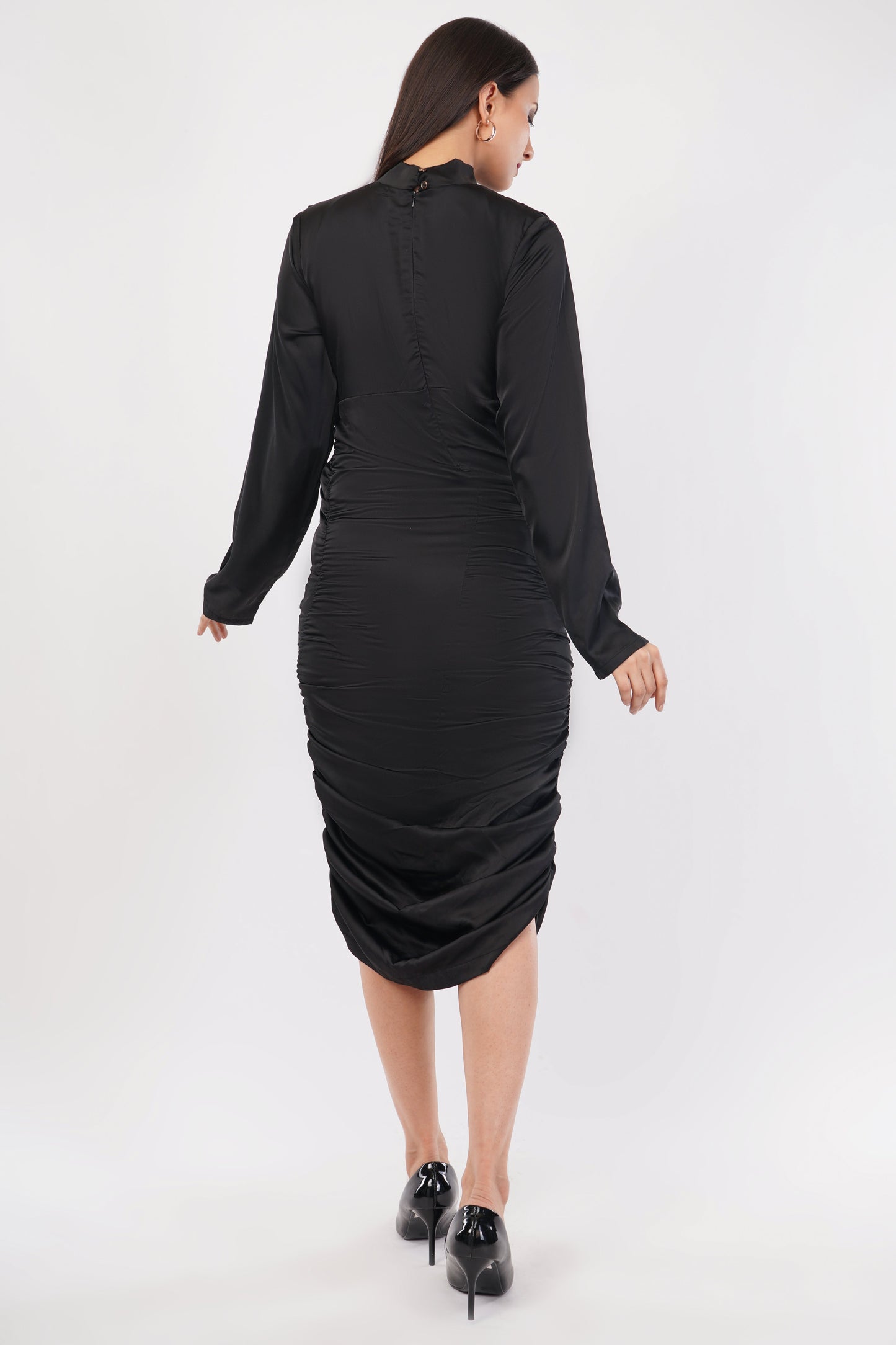 Noir Elegance Draped Midiv