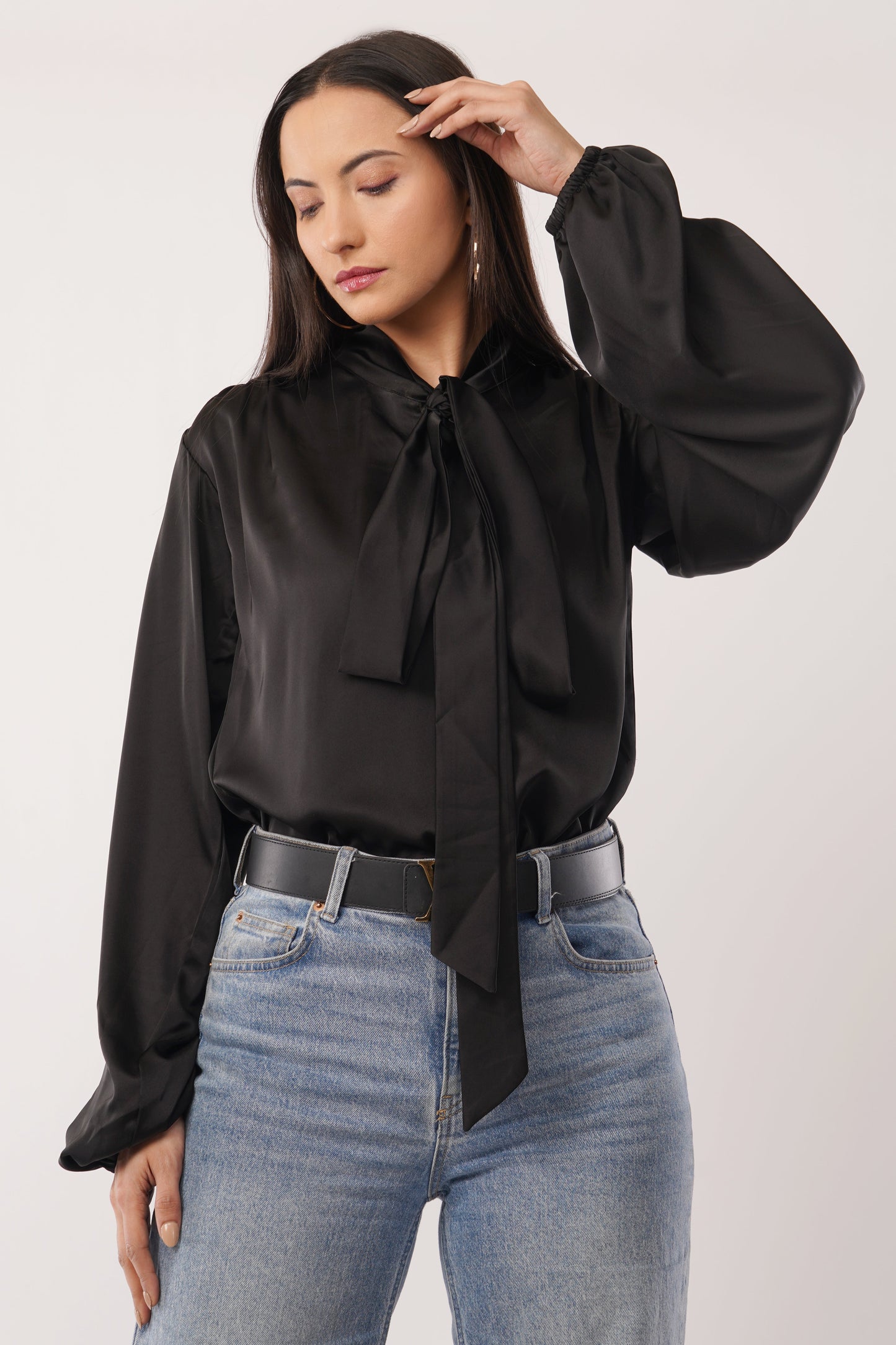 Midnight Poise Silk Blouse