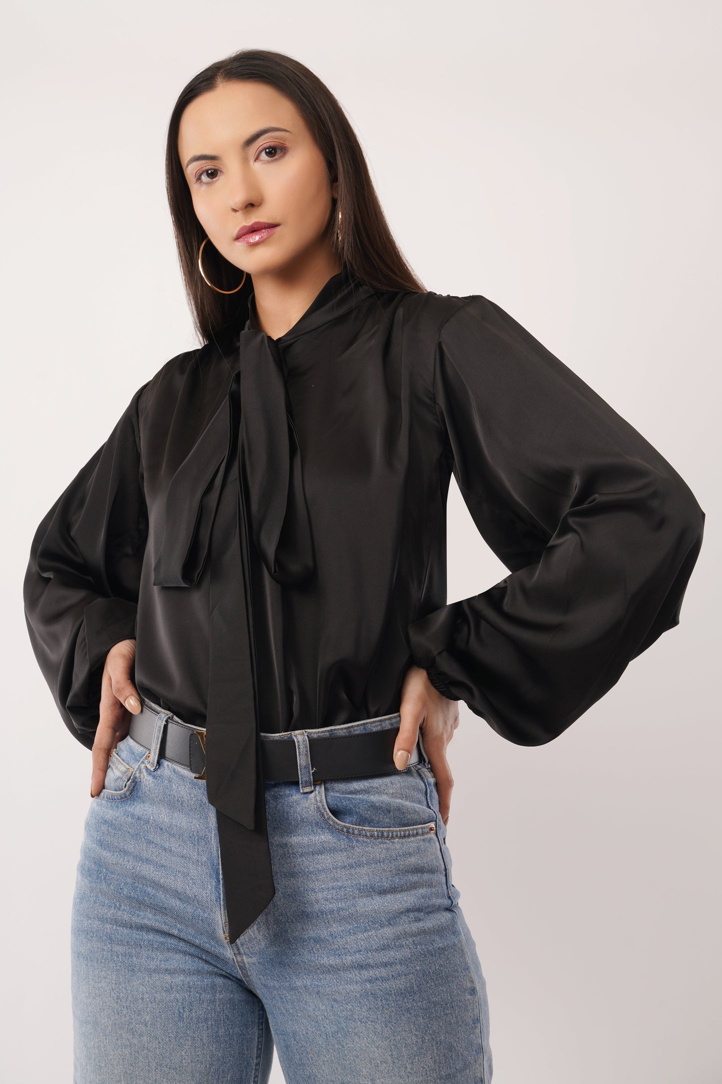 Midnight Poise Silk Blouse