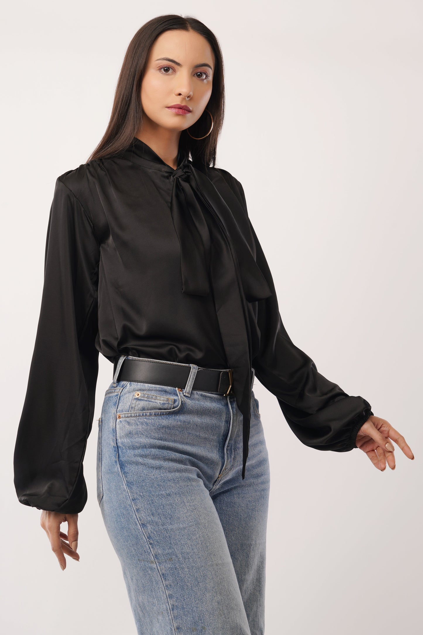 Midnight Poise Silk Blouse