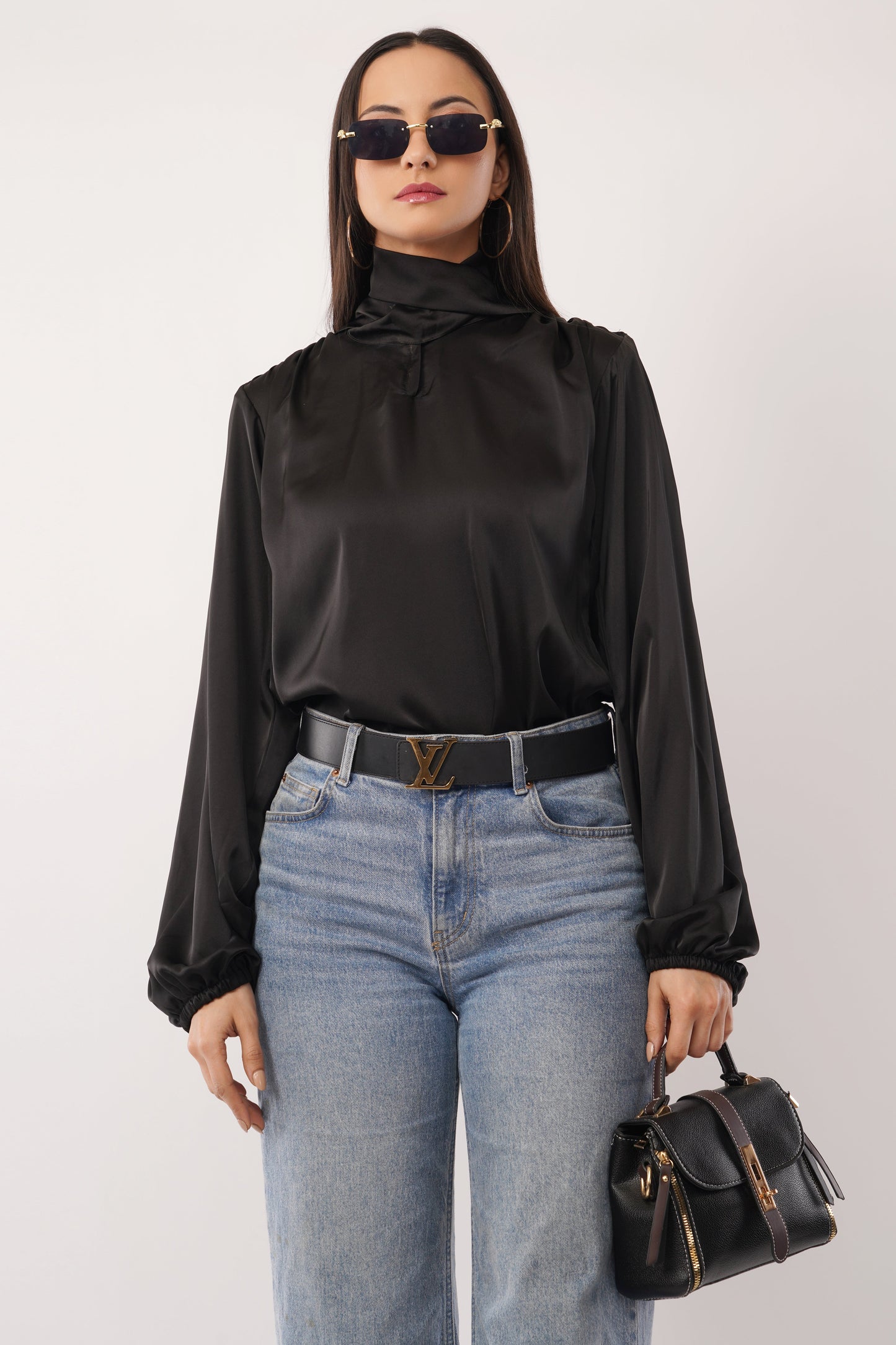 Midnight Poise Silk Blouse