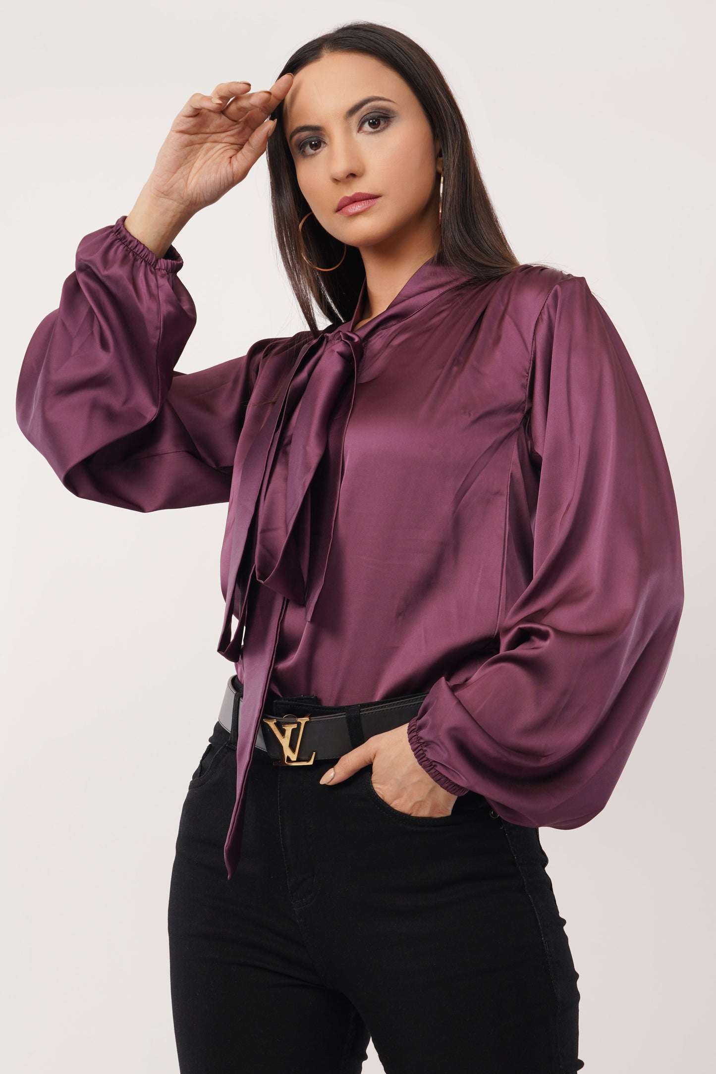 Plum Royale Bow-Tie Blouse