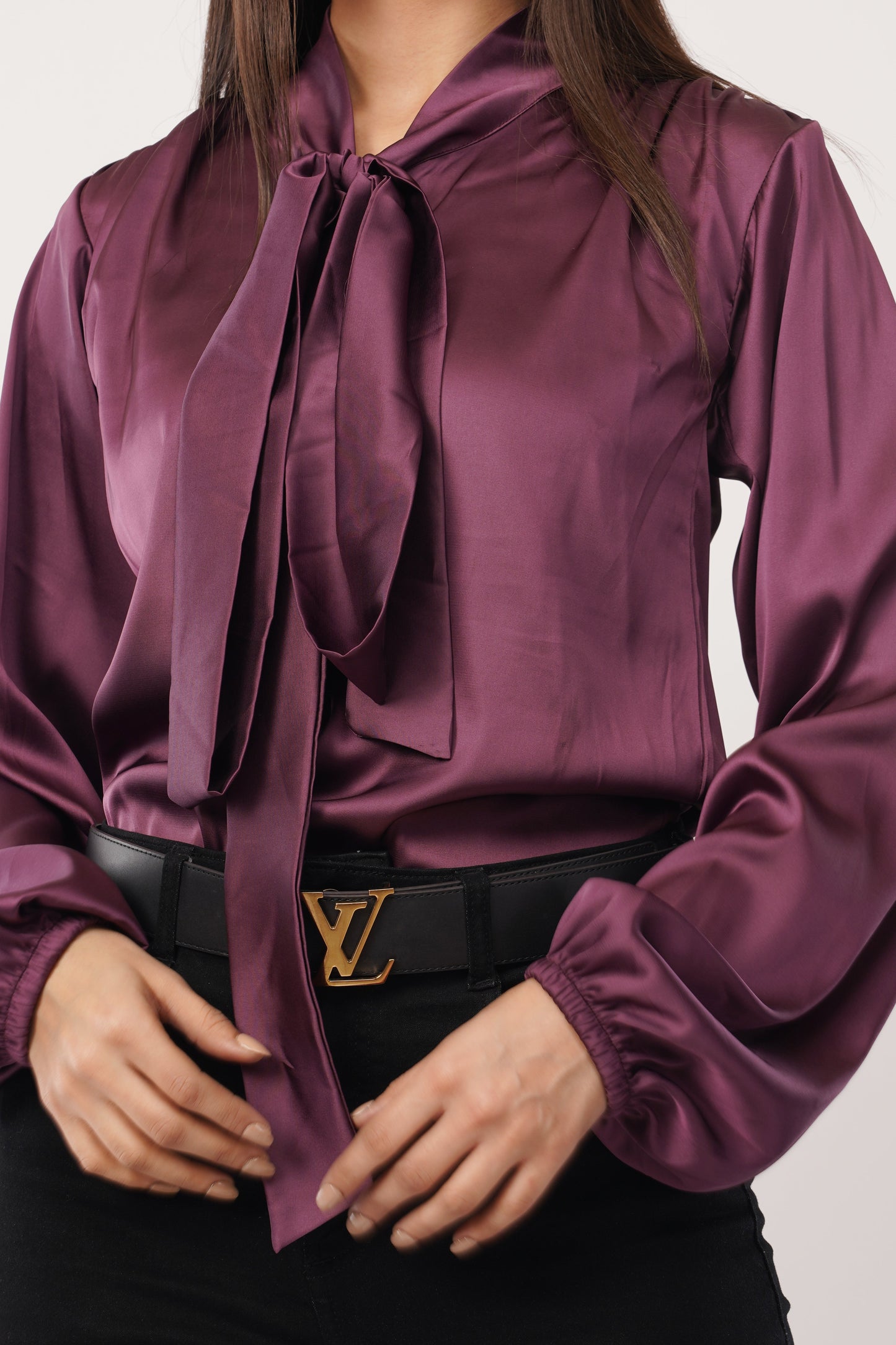 Plum Royale Bow-Tie Blouse