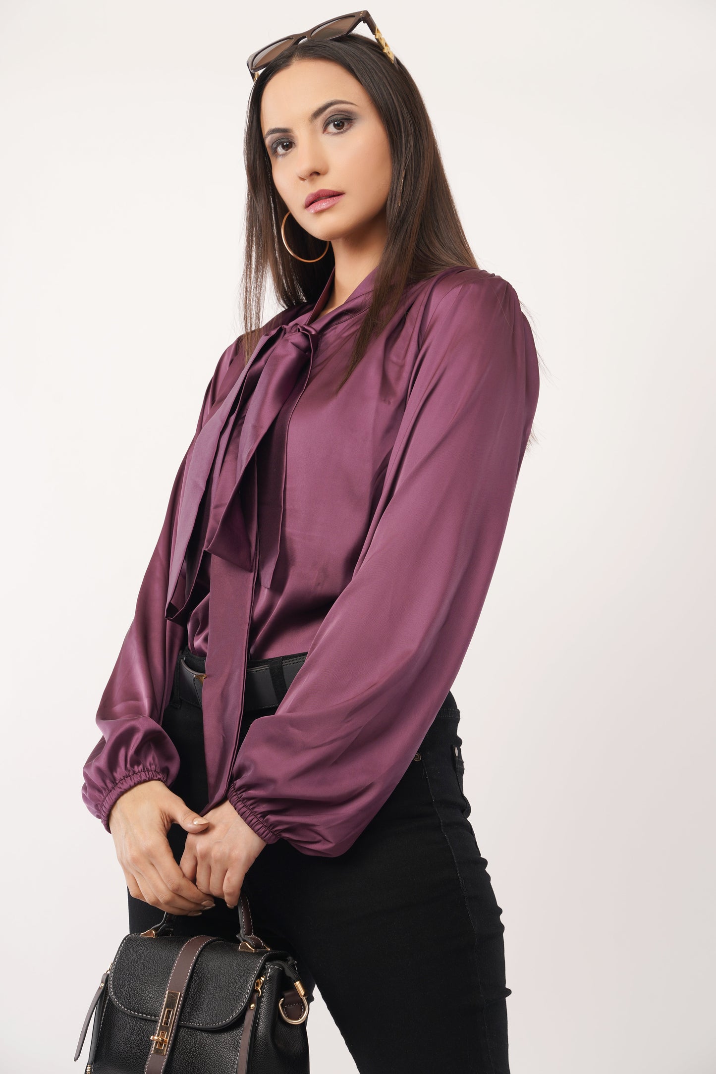 Plum Royale Bow-Tie Blouse