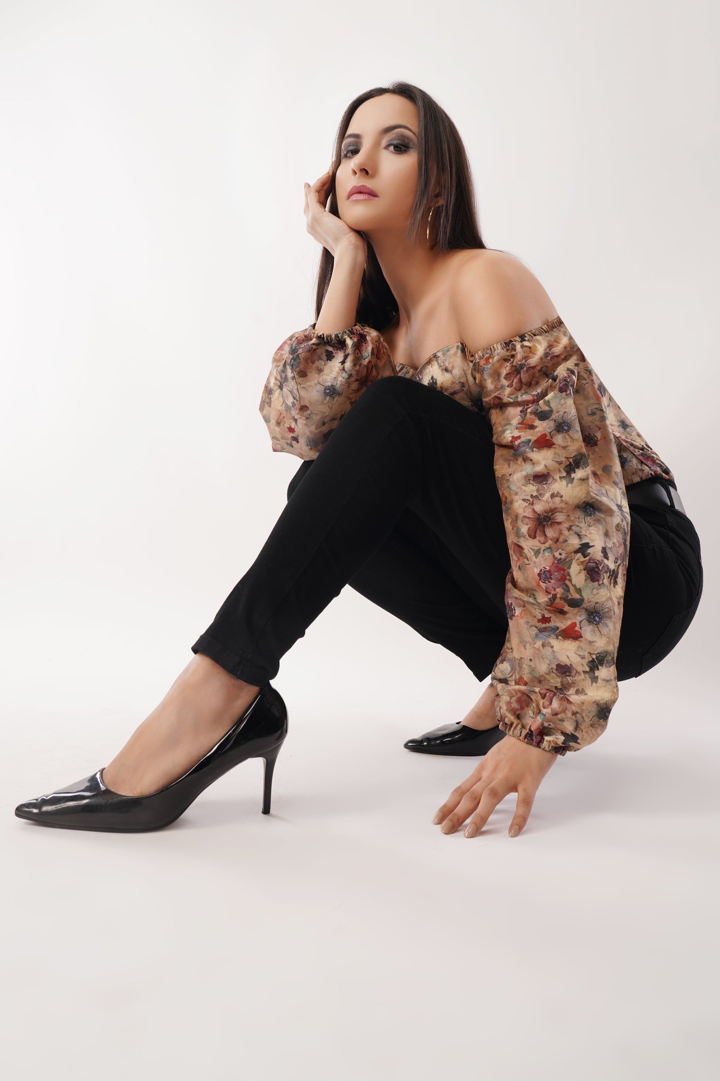 Vintage Bloom Off-Shoulder Blouse