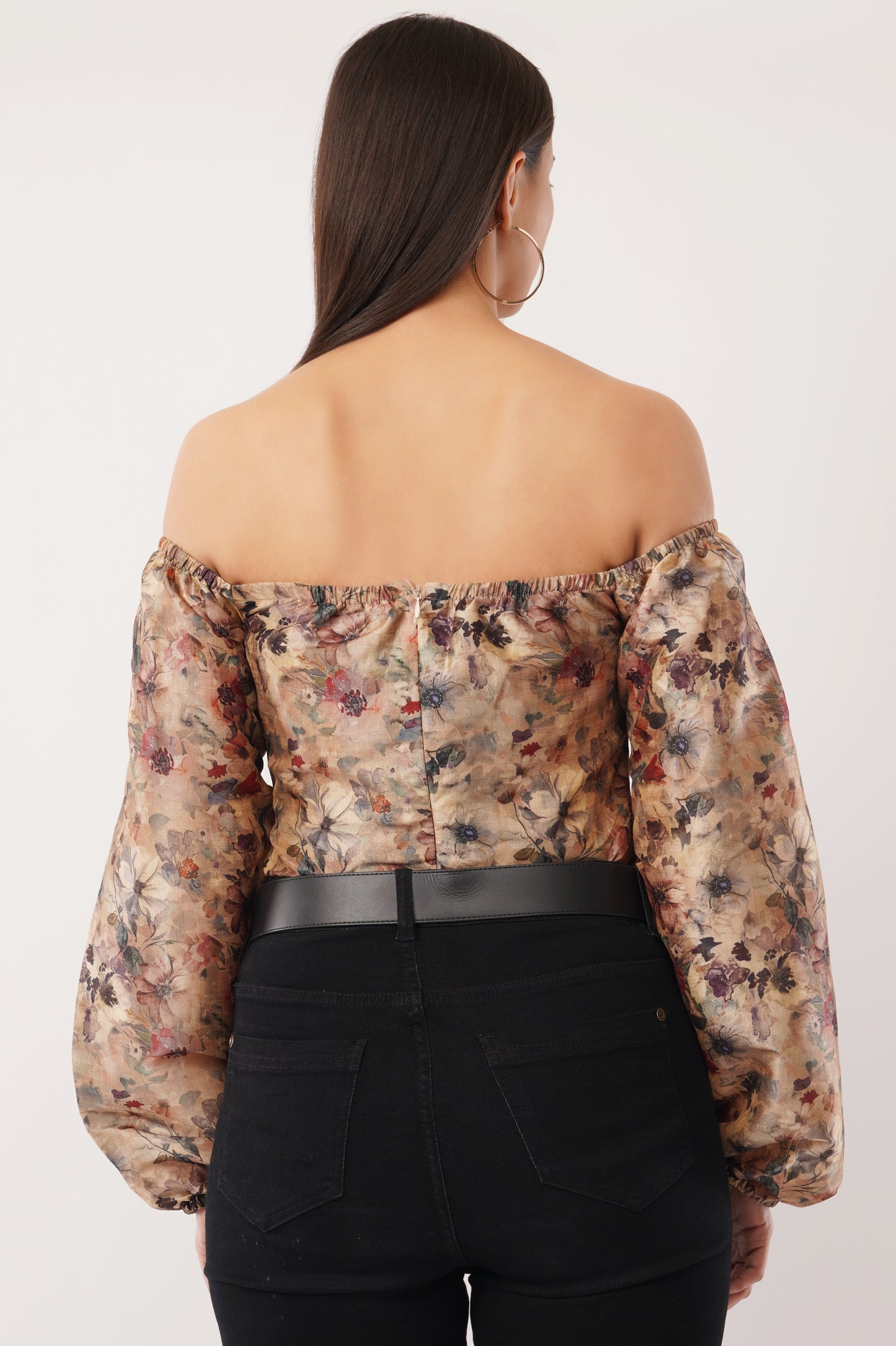 Vintage Bloom Off-Shoulder Blouse