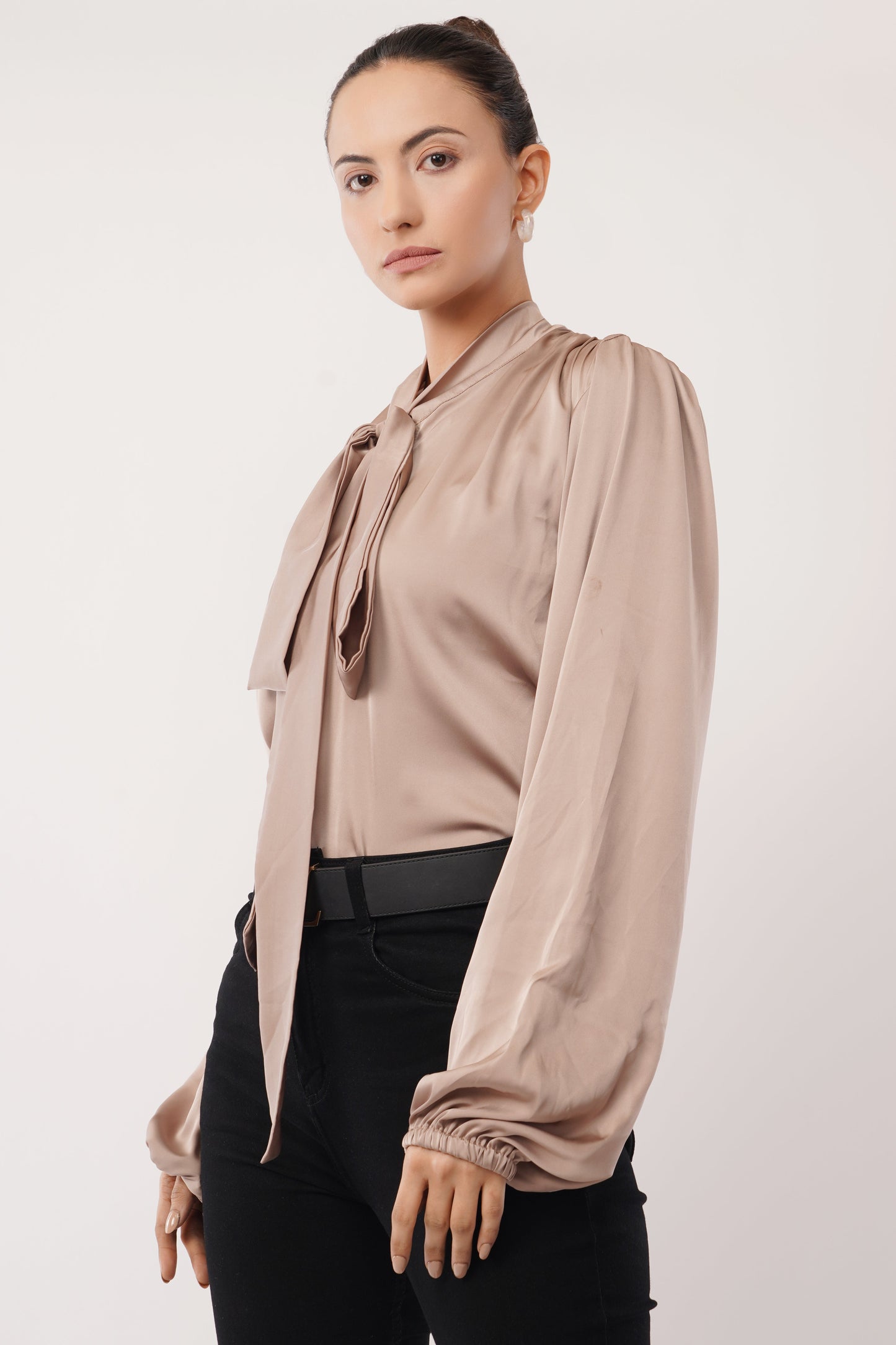 Mocha Grace Tie-Up Top