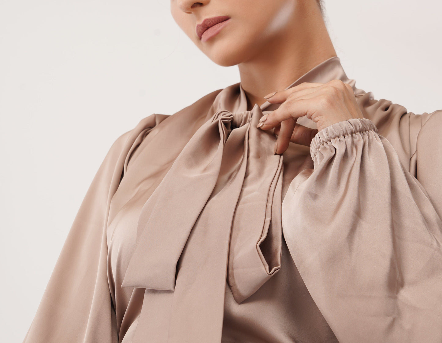 Mocha Grace Tie-Up Top
