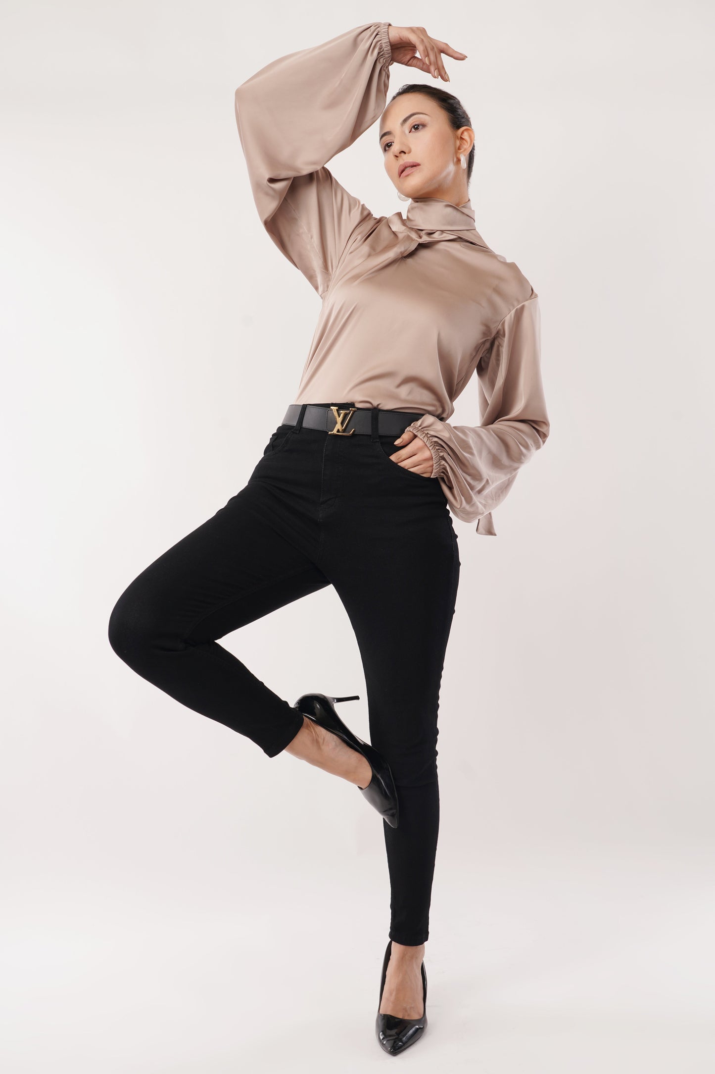 Mocha Grace Tie-Up Top