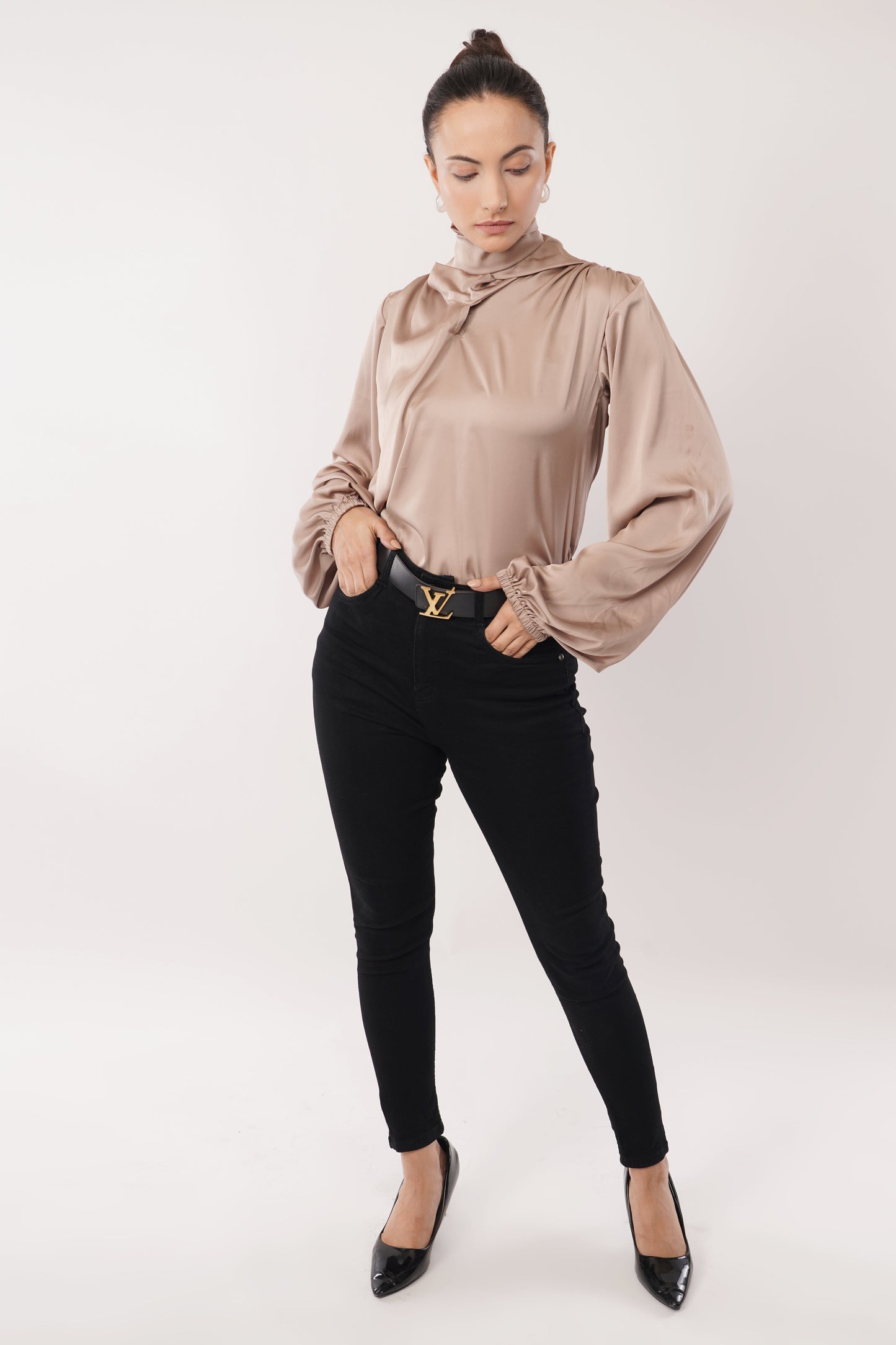 Mocha Grace Tie-Up Top