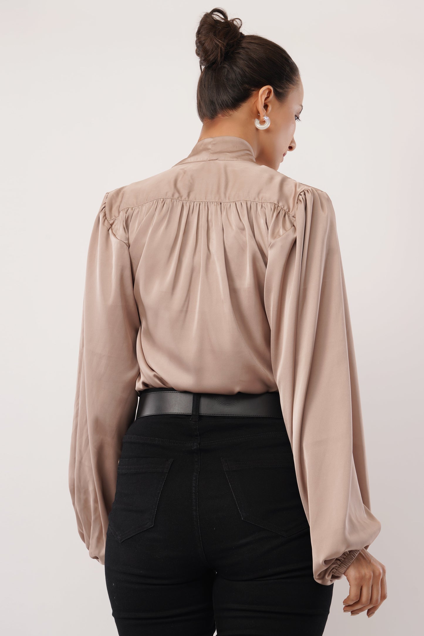 Mocha Grace Tie-Up Top