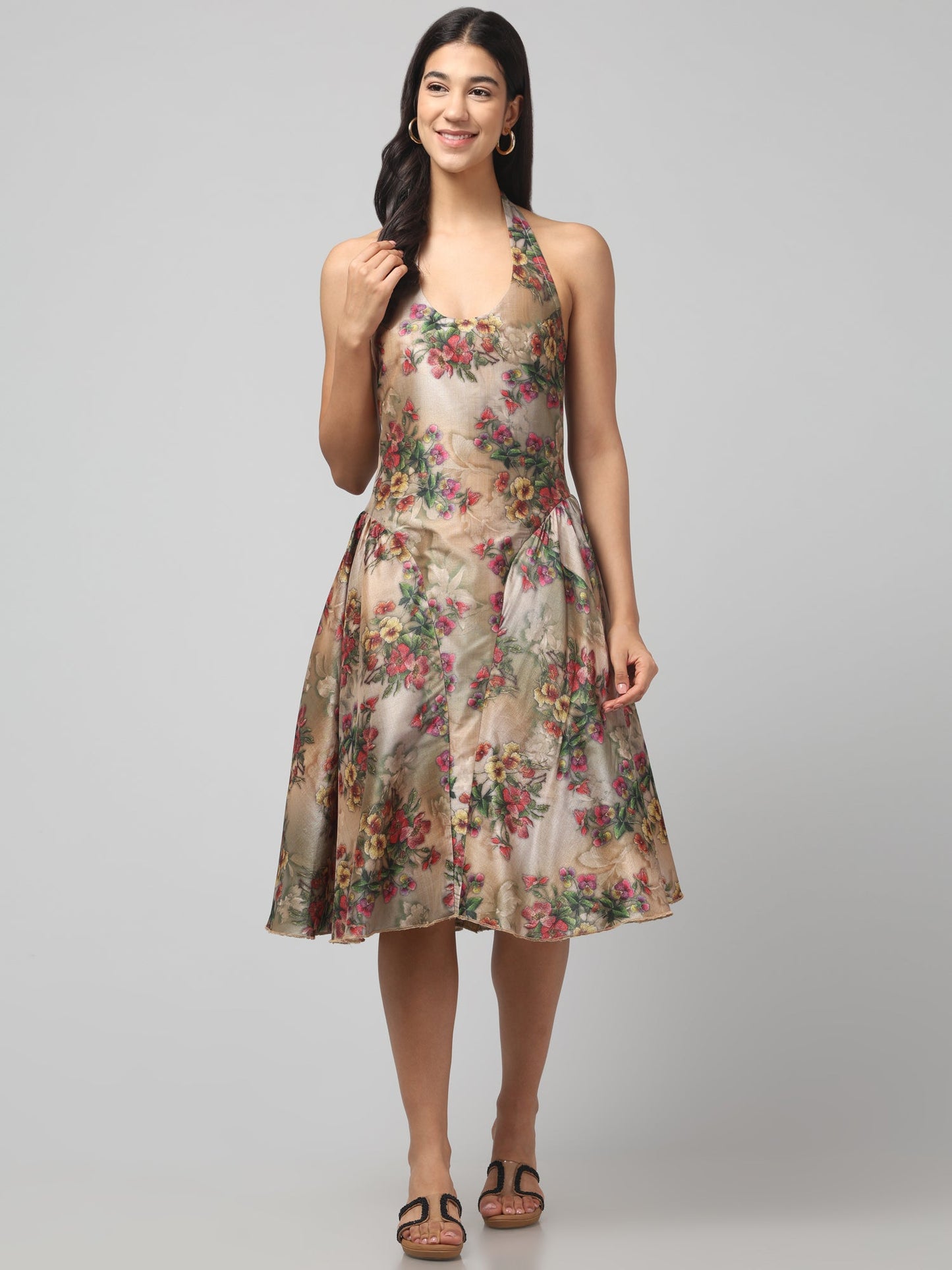 Floral Waltz Halter Dress