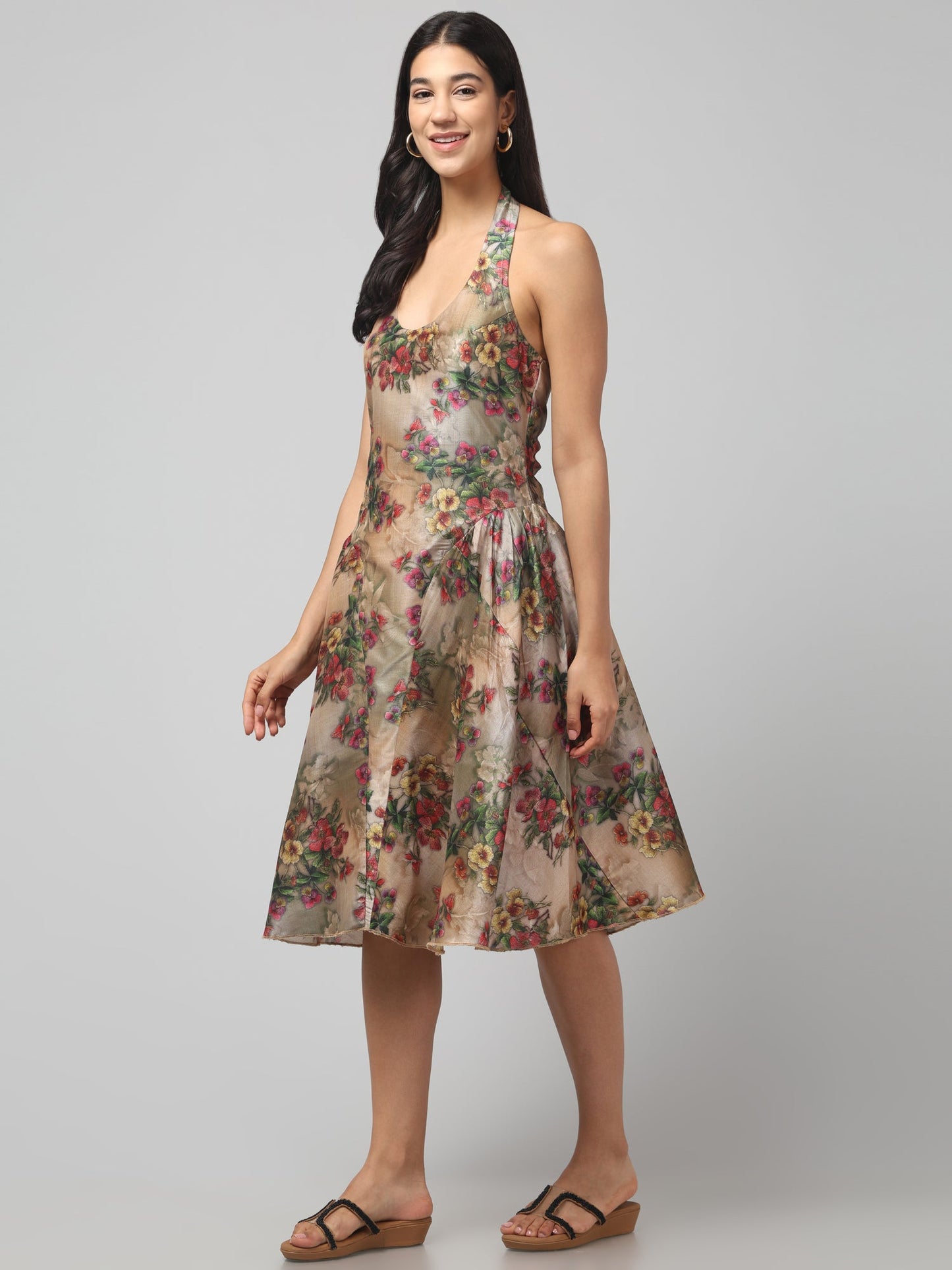 Floral Waltz Halter Dress