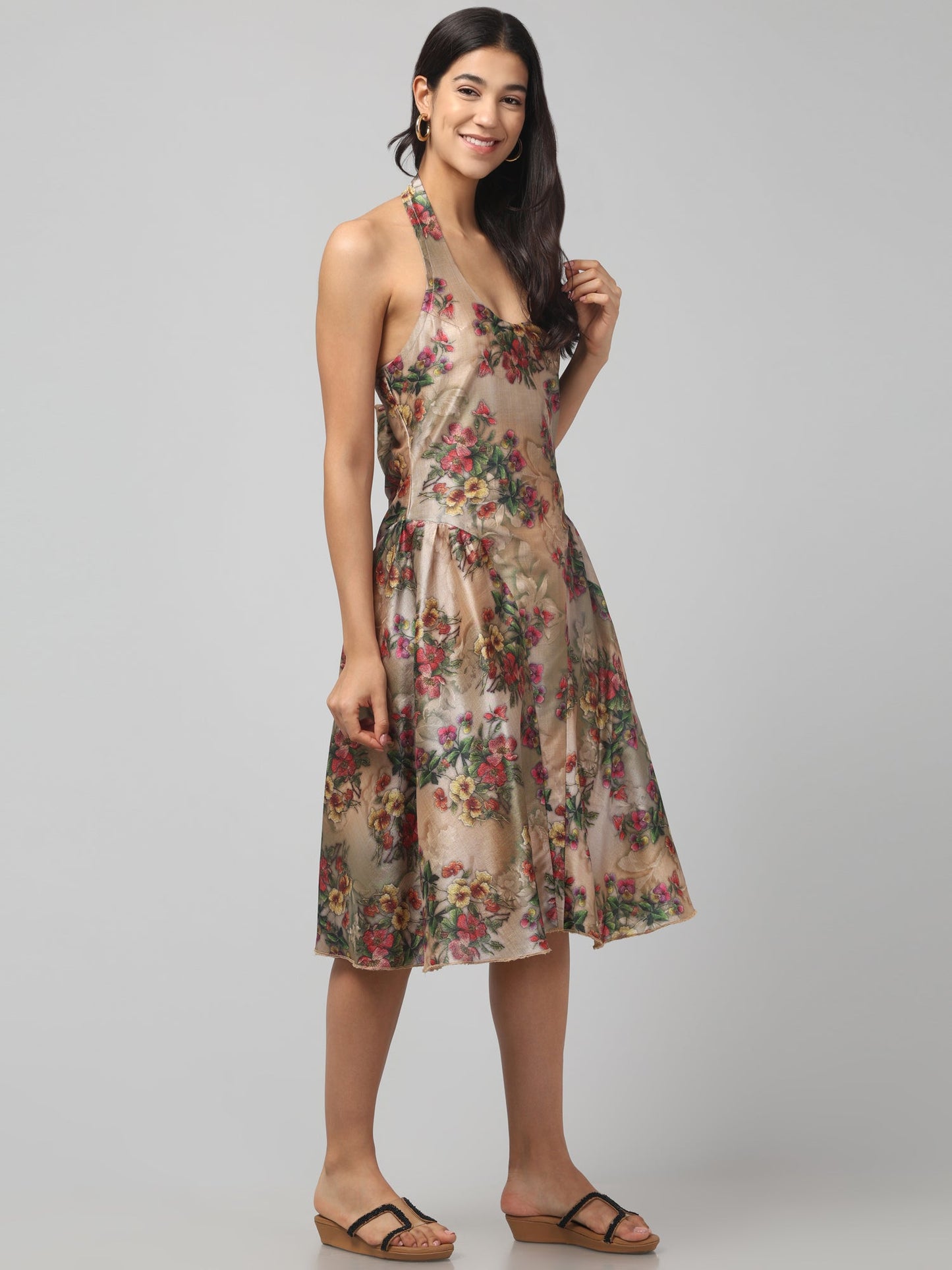 Floral Waltz Halter Dress