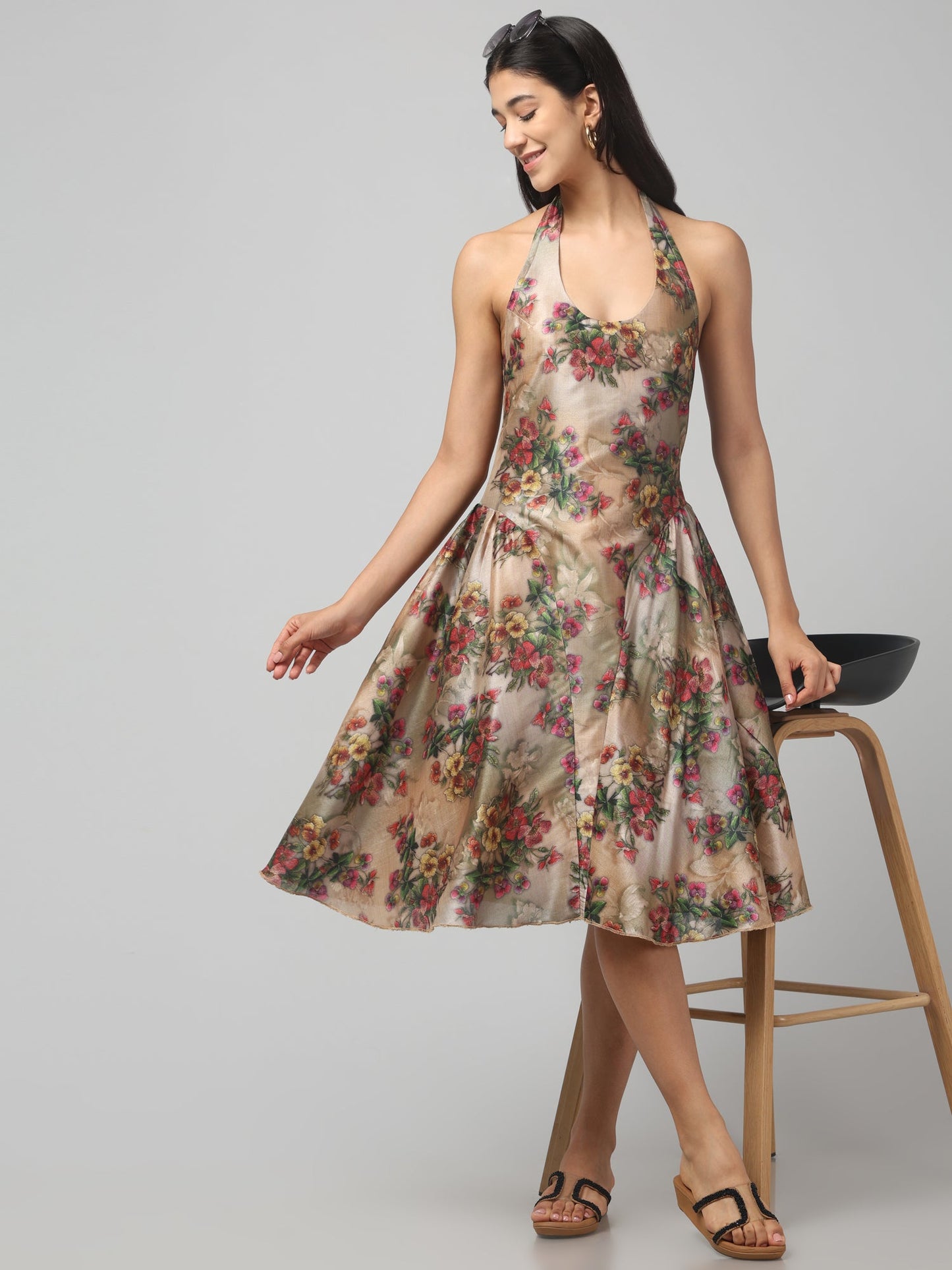 Floral Waltz Halter Dress