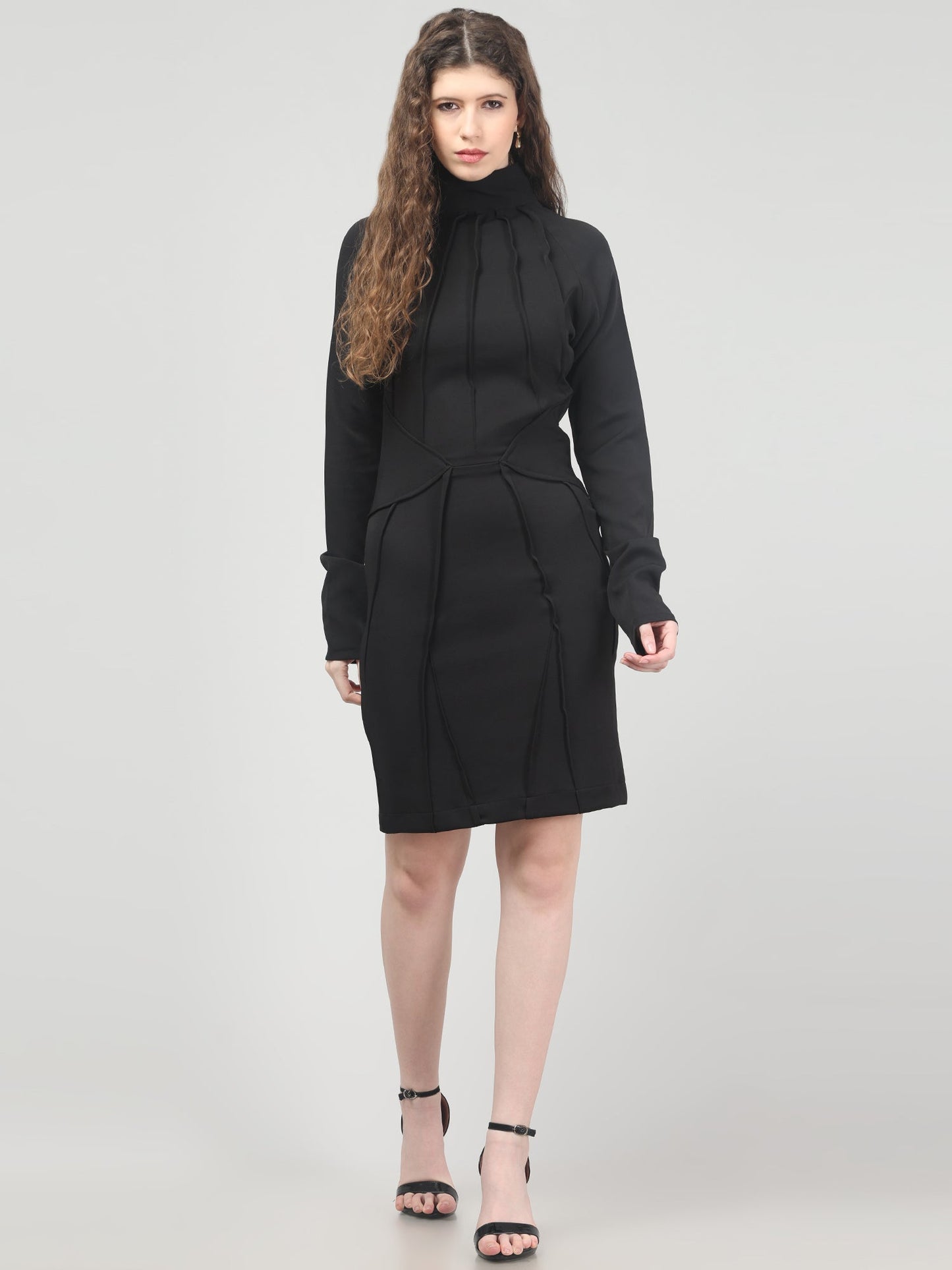 Noir Sculpt Midi Dress