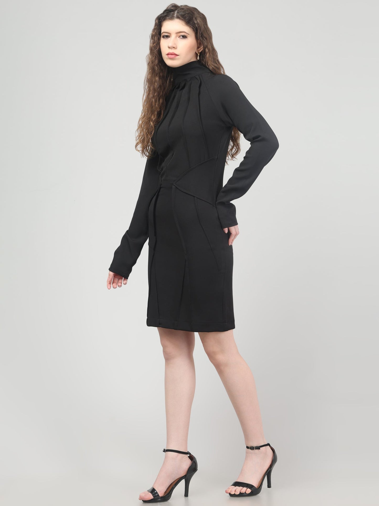 Noir Sculpt Midi Dress