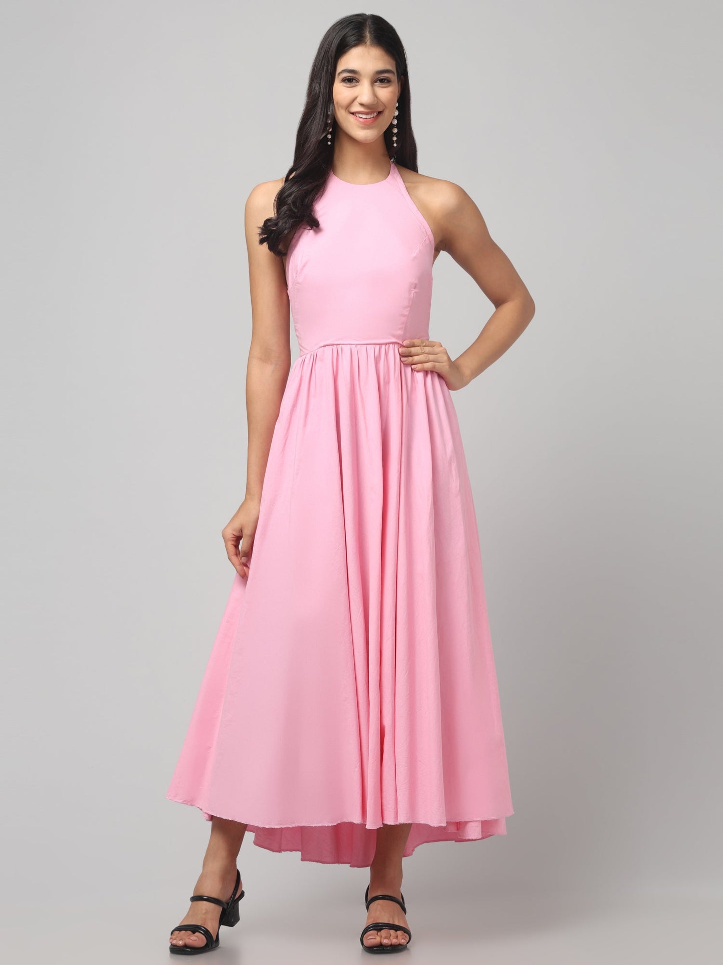 Blush Bloom Halter Dress