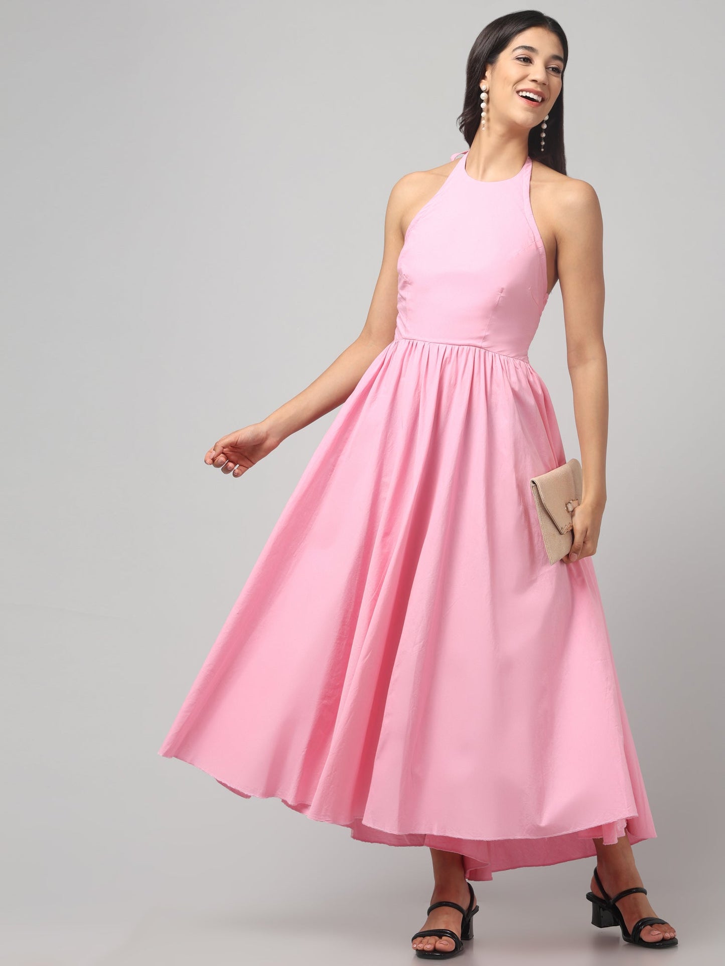 Blush Bloom Halter Dress
