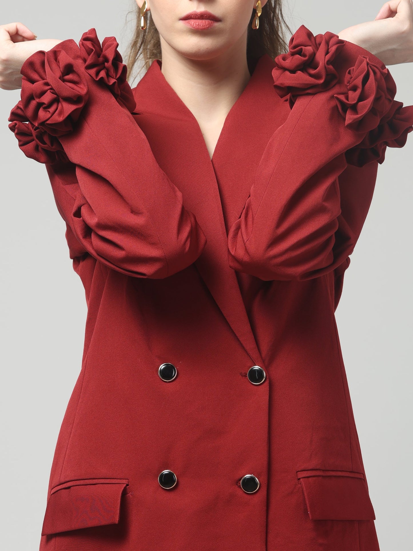 Crimson Bloom Blazer Set