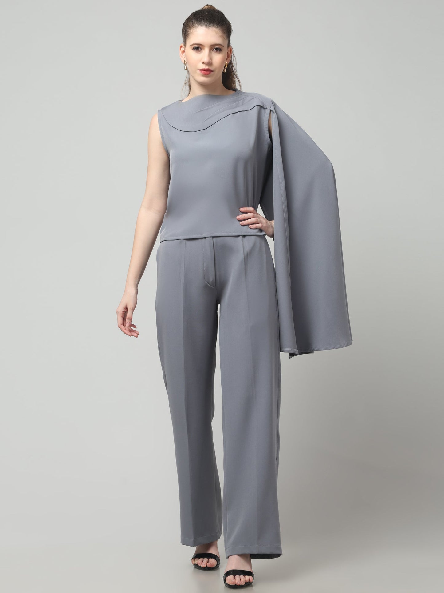 Slate Asymmetric Draped Co-ord Set