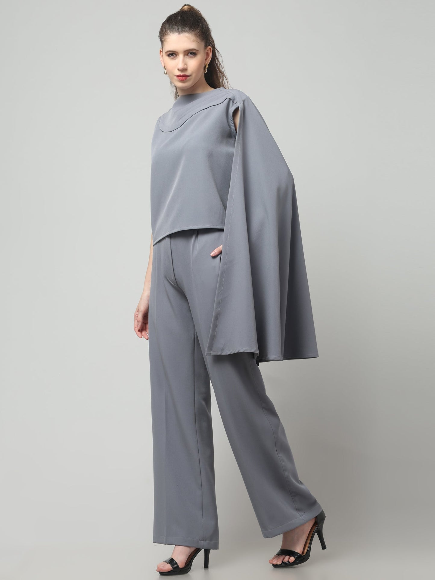 Slate Asymmetric Draped Co-ord Set