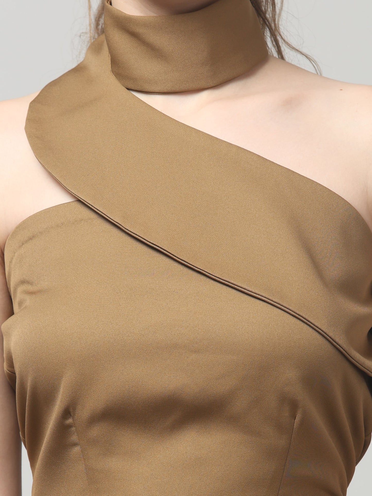 Camel Sculpt Neck-Belt Co-ord Set