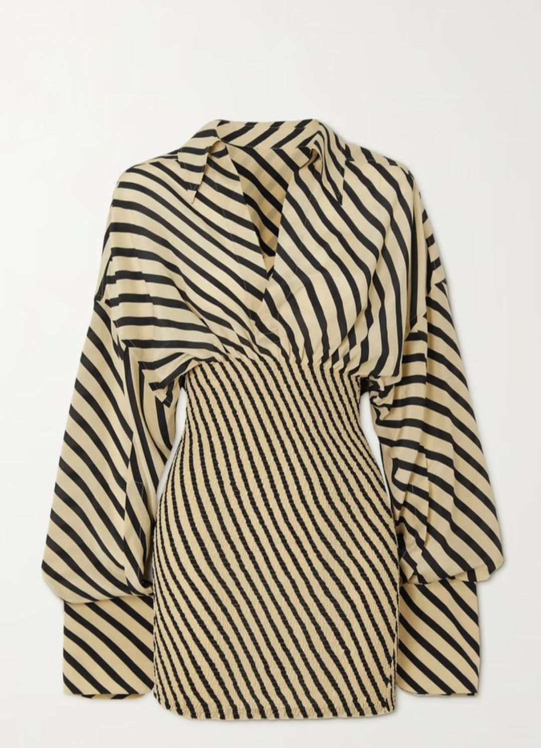 Regal Beige Striped Bodycon Dress