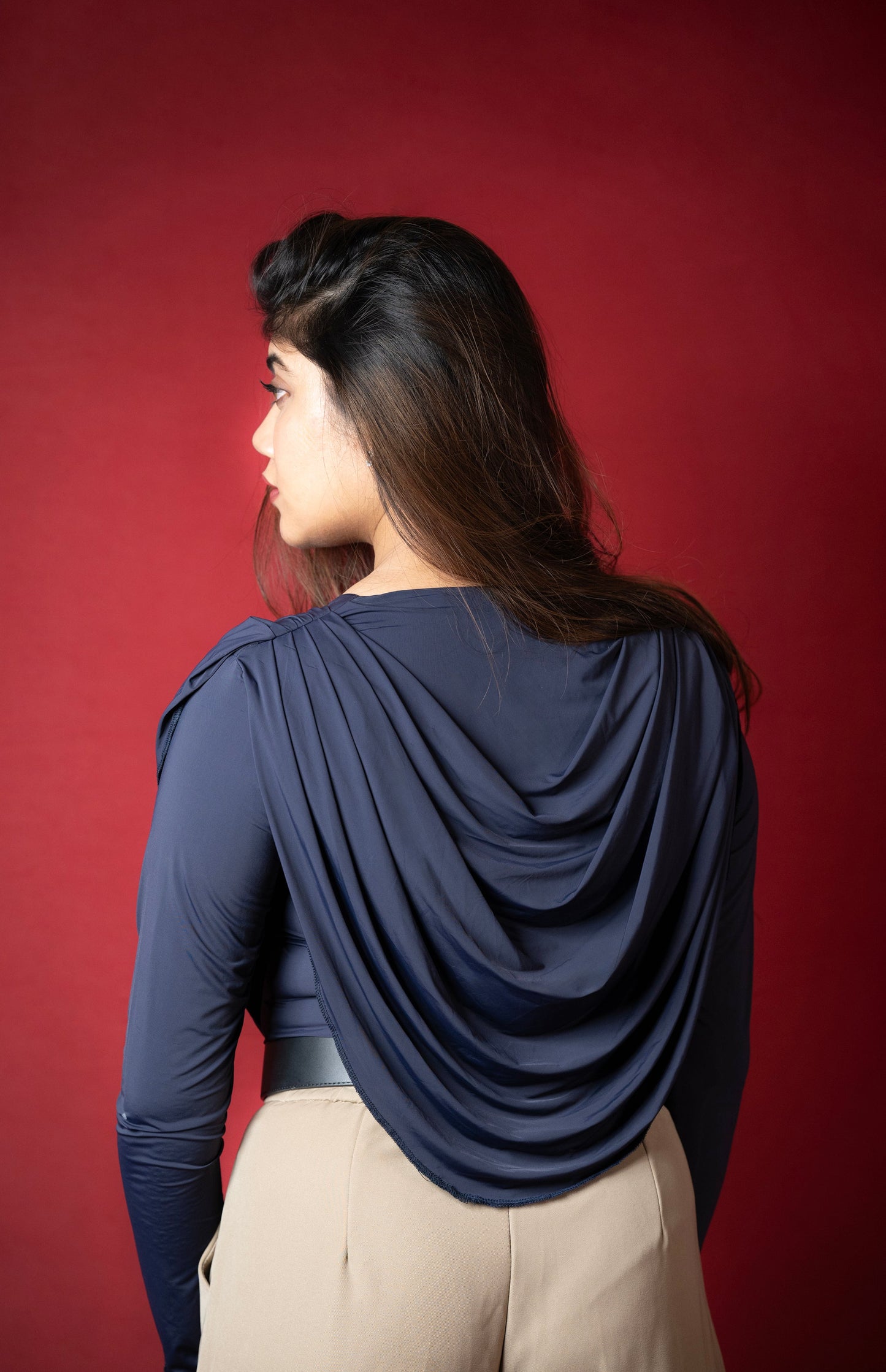 Midnight Drape Long-Sleeve Top