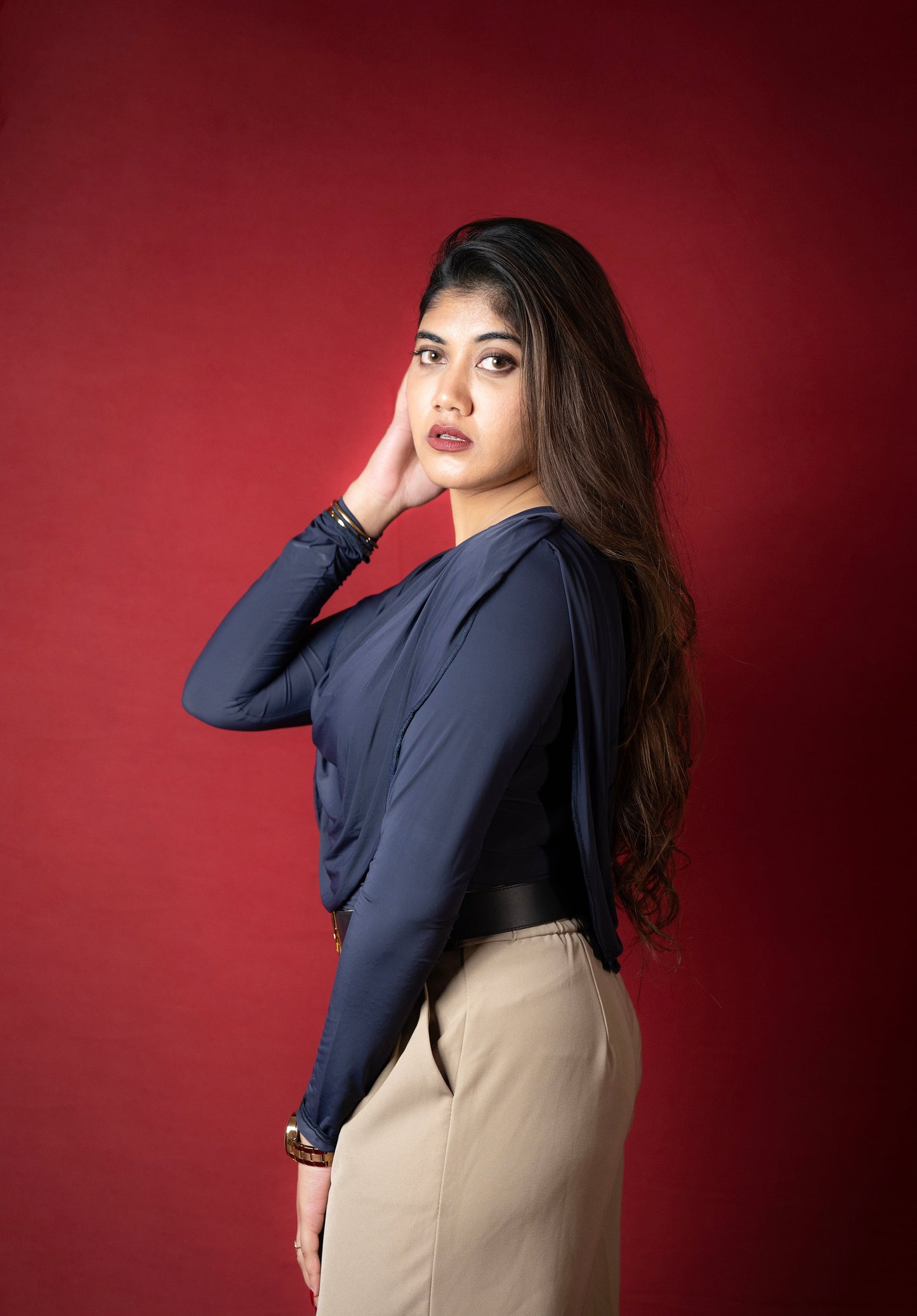 Midnight Drape Long-Sleeve Top