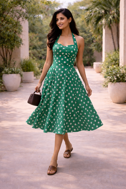 Riviera Polka Dot Halter Dress