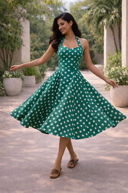 Riviera Polka Dot Halter Dress