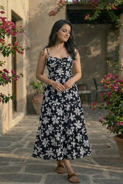 Noir Garden Twirl Midi