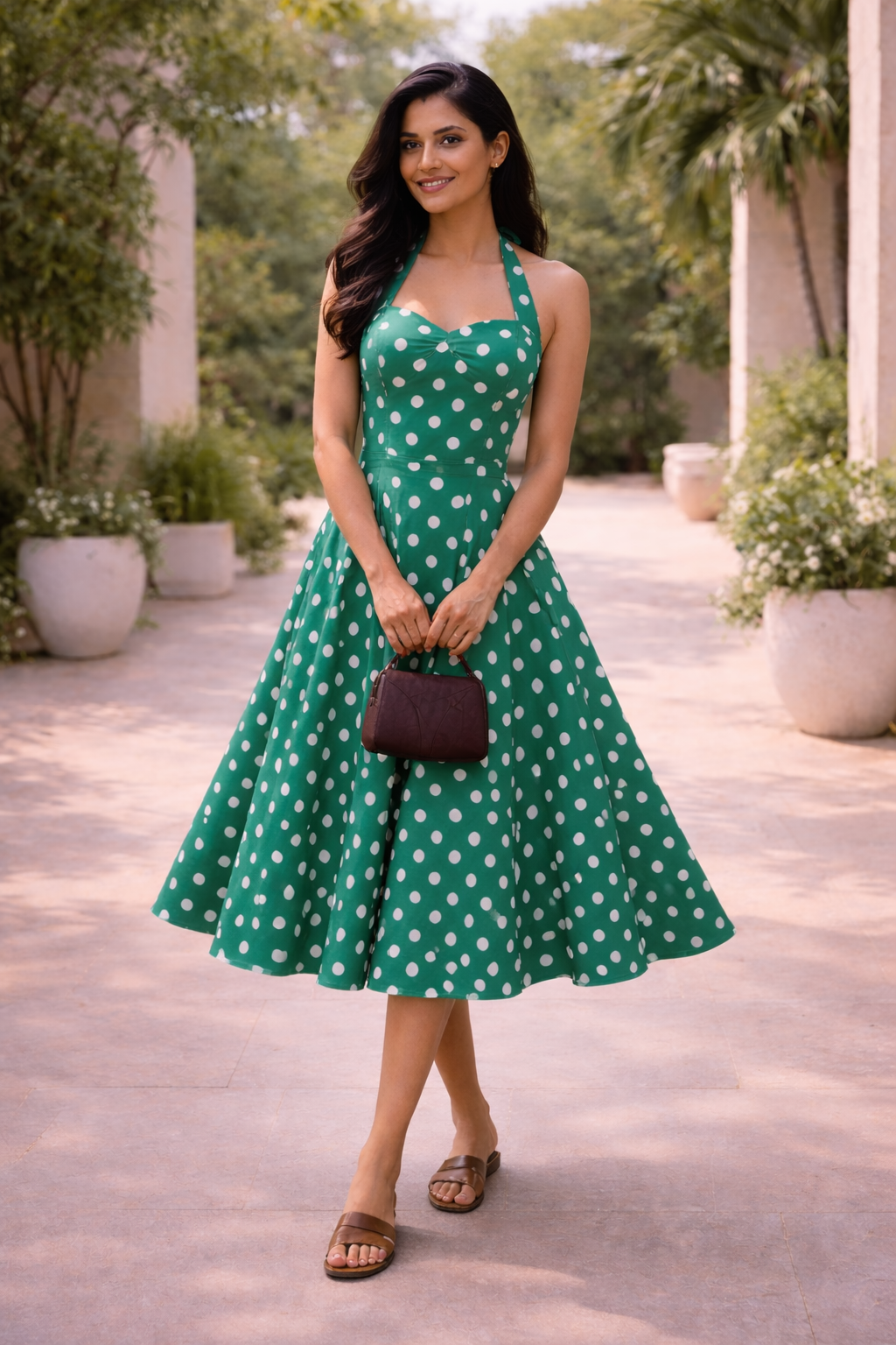 Riviera Polka Dot Halter Dress