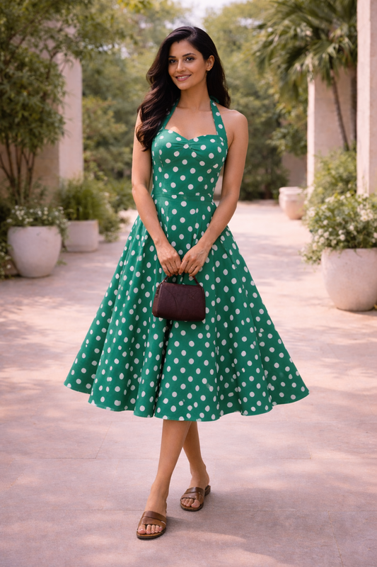 Riviera Polka Dot Halter Dress