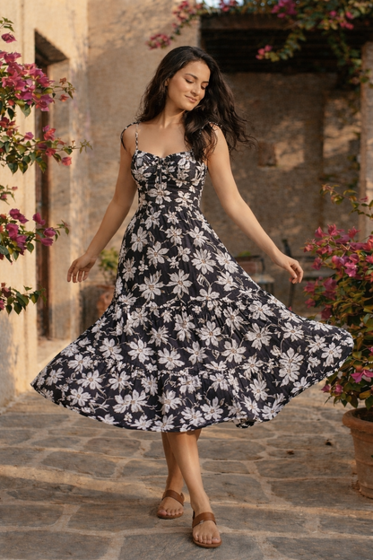 Noir Garden Twirl Midi