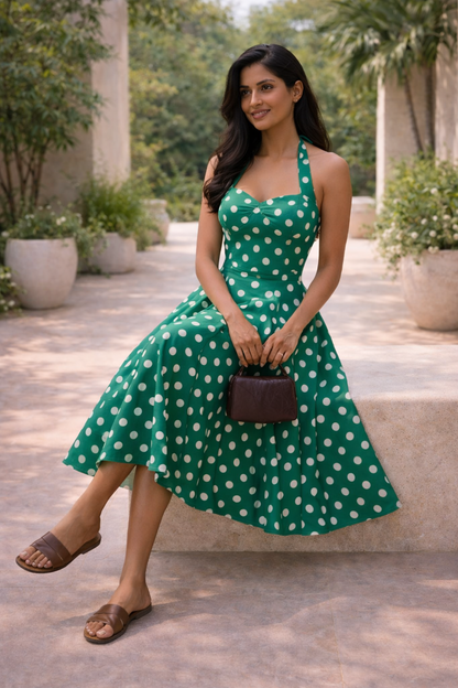 Riviera Polka Dot Halter Dress