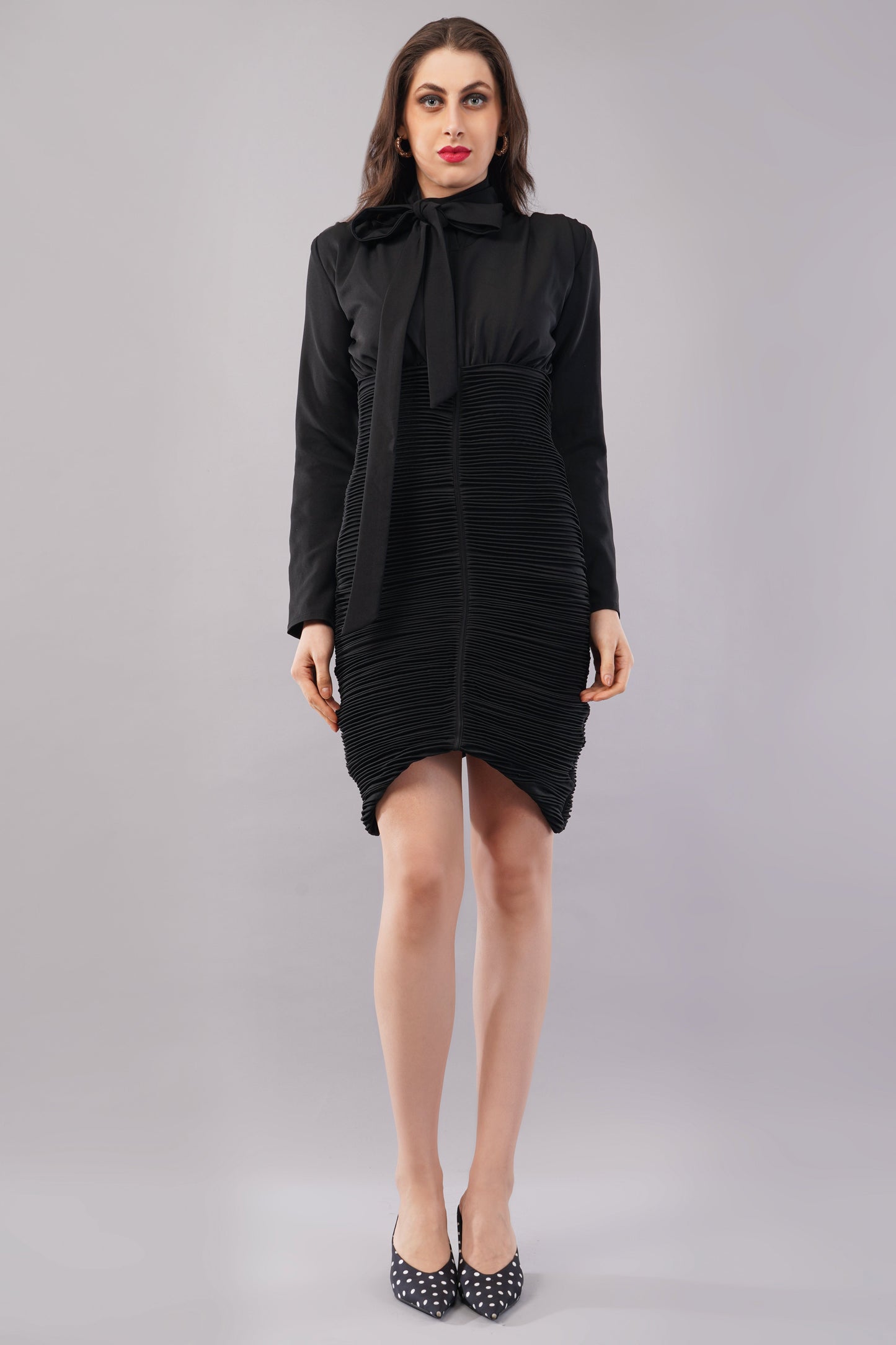 Noir Elegance Bow-Tie Dress