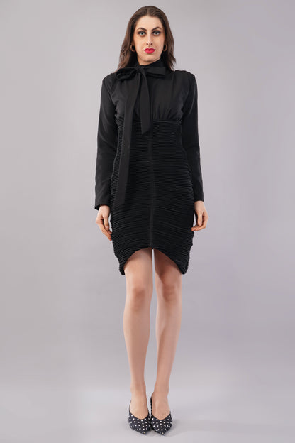 Noir Elegance Bow-Tie Dress