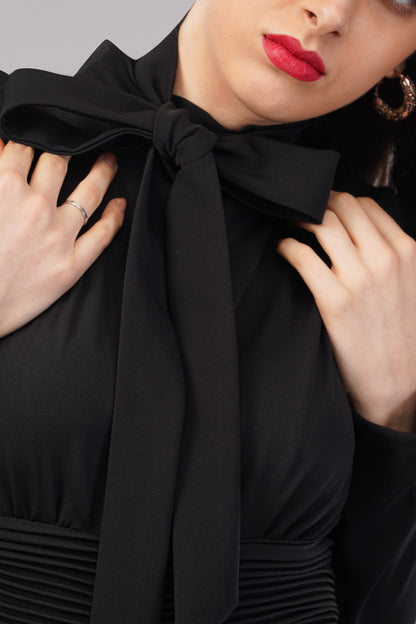 Noir Elegance Bow-Tie Dress