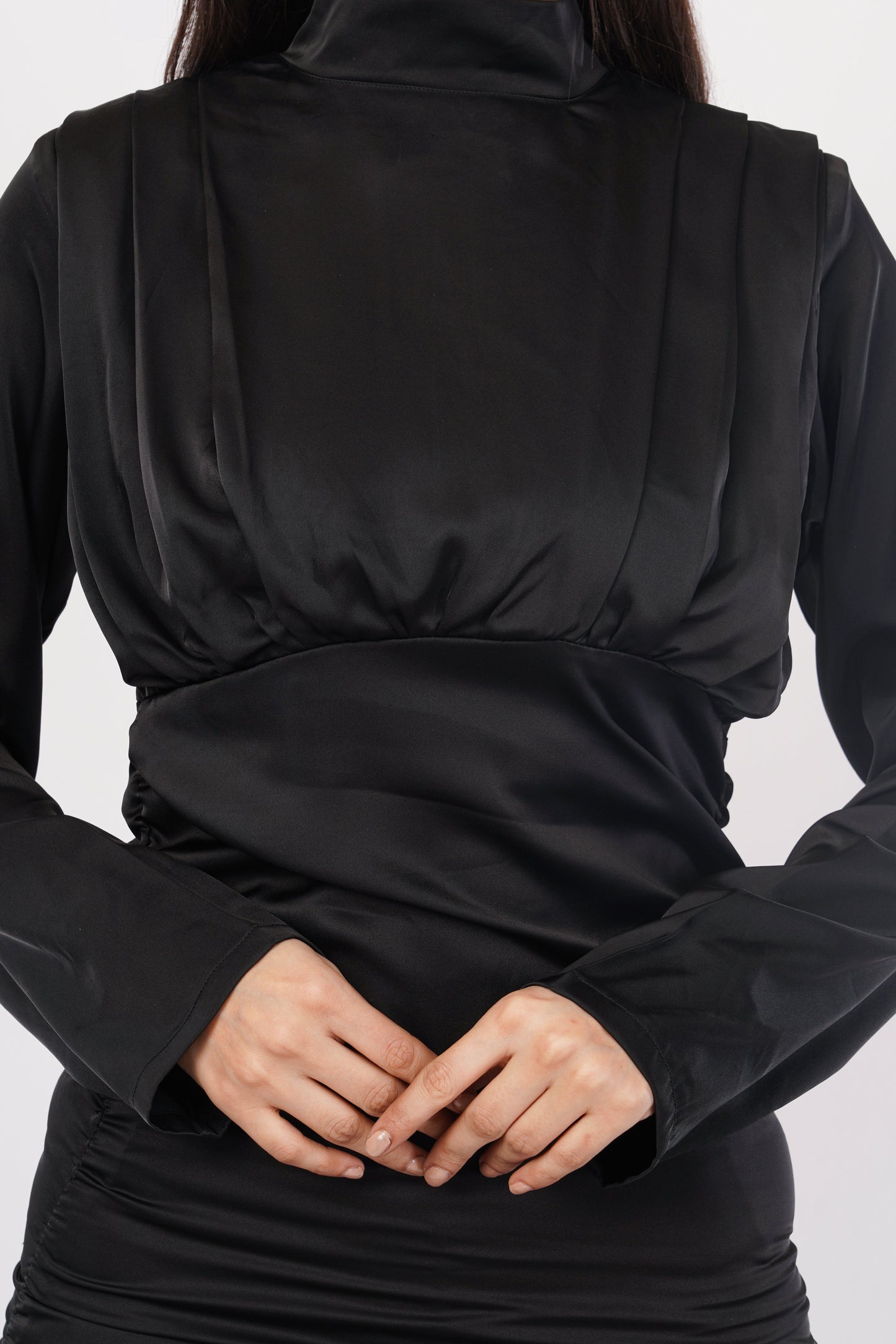Noir Elegance Draped Midiv