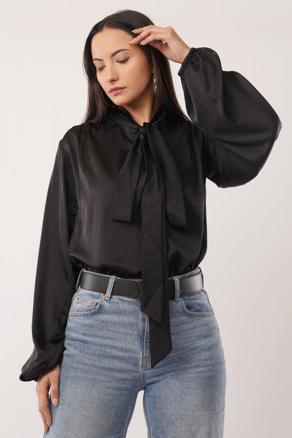 Midnight Poise Silk Blouse