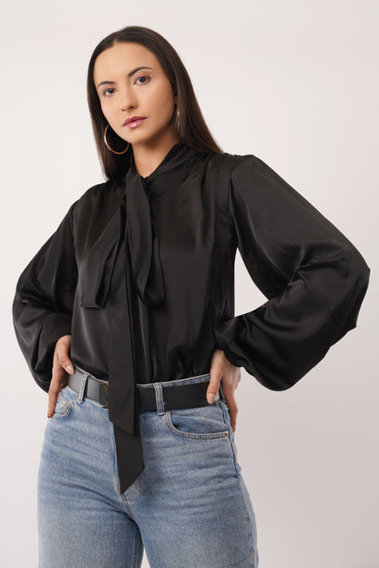 Midnight Poise Silk Blouse