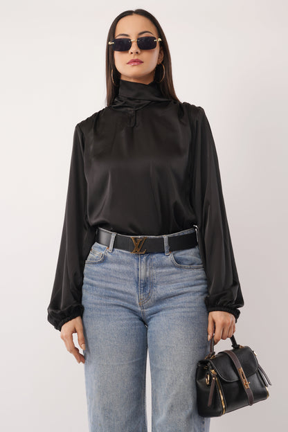 Midnight Poise Silk Blouse