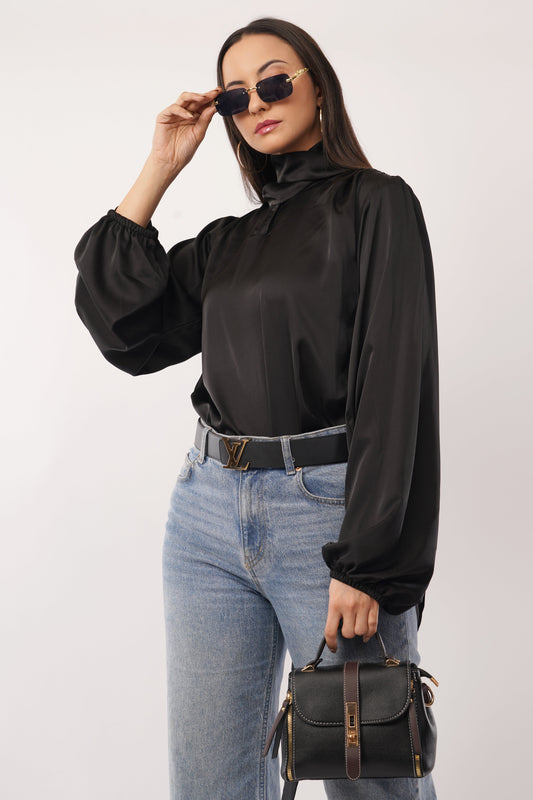 Midnight Poise Silk Blouse