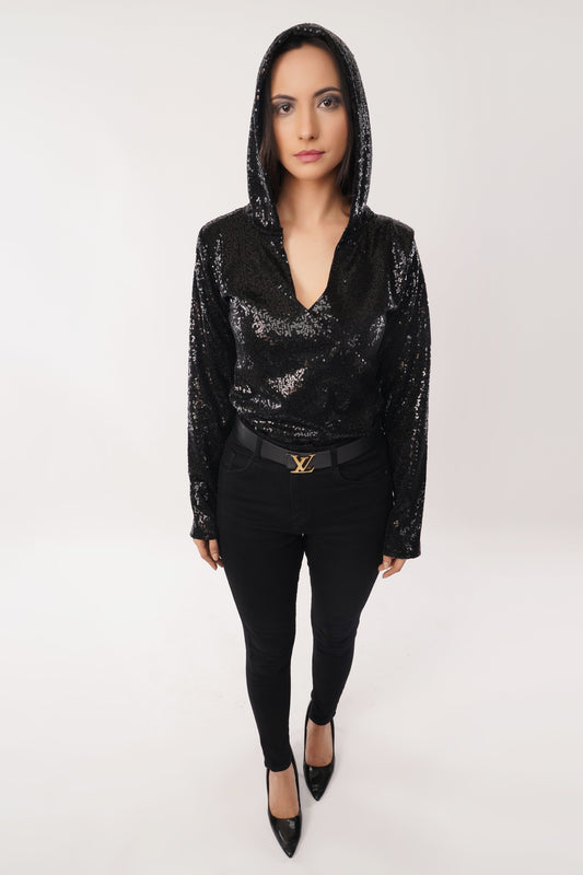 Midnight Spark Sequin Hoodie