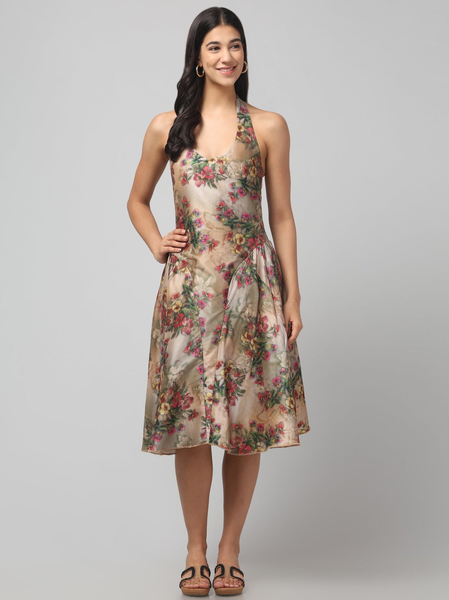 Floral Waltz Halter Dress