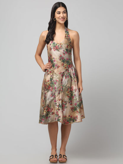 Floral Waltz Halter Dress