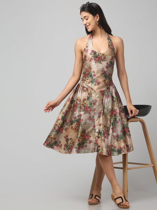 Floral Waltz Halter Dress